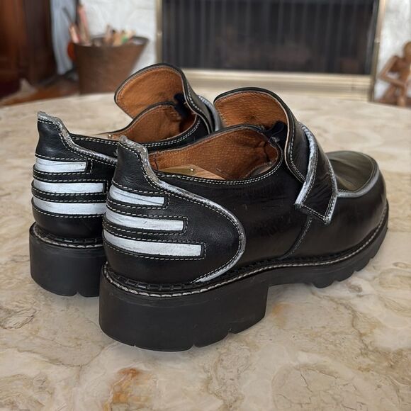 Vintage Fluevog Austin Safety Hogs Chunky Steel Toe Leather Loafers - Picture 7 of 13